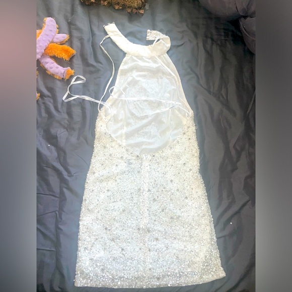 Small Retrofete Olivia White Sequin Mini Dress - Picture 4 of 10